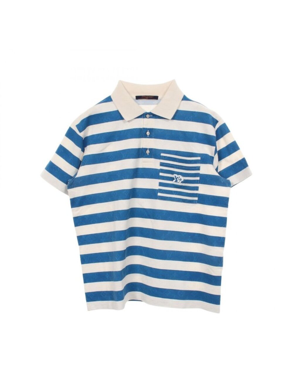 Louis Vuitton Polo Shirt Monogram Stripe Dfk Blue White Cotton